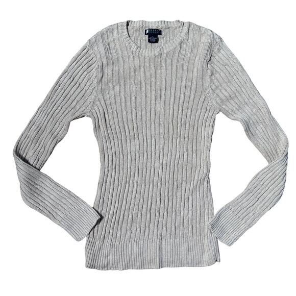 Vintage Carol Little 100% Linen Cable Knit Sweater SZ XL Tan Classic Natural EUC - Picture 1 of 5